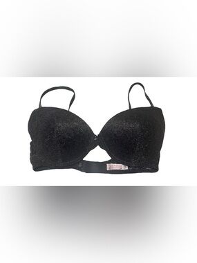 Victorias Secret VS Black Push-Up Bra with mid bust rhinestone and Bow